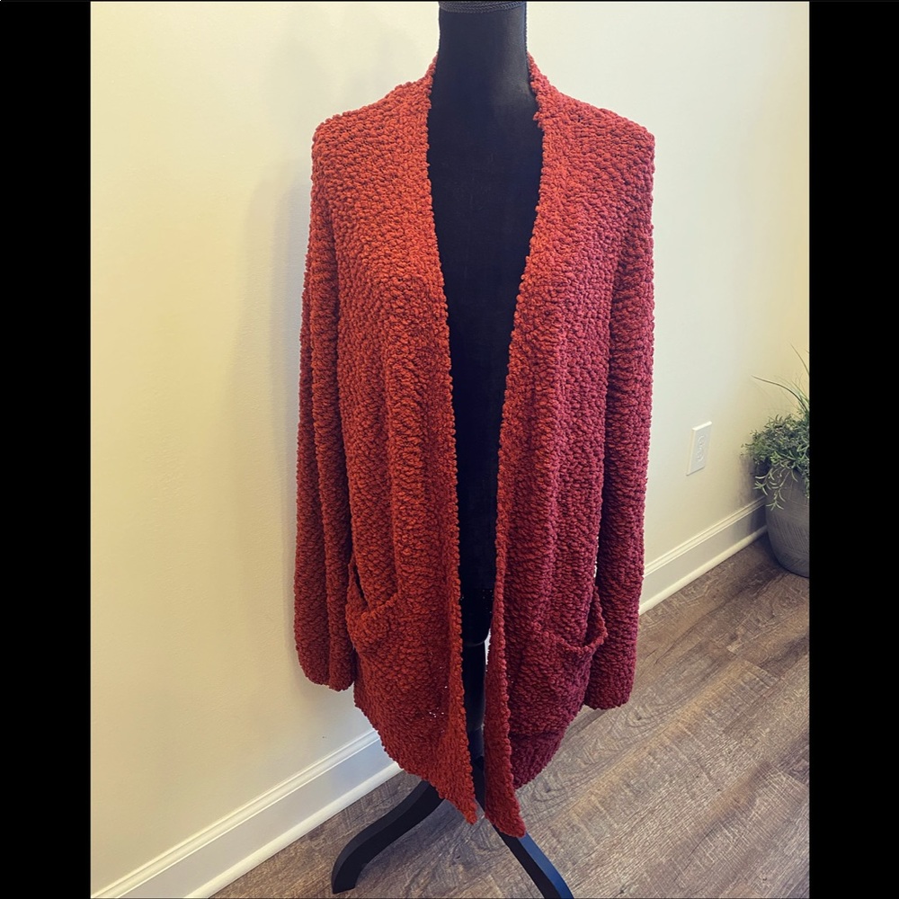 Zenana Burgundy Popcorn Cardigan